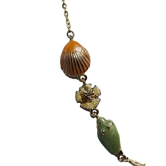 JJI Gold Tone And Enamel Shell Beach Theme Cable Chain Necklace (5404) - Picture 2 of 6